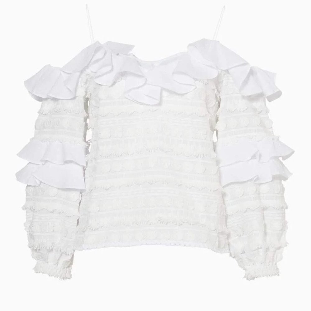 ALEXIS -  “Damini” Cold-Shoulder Embroidered Top